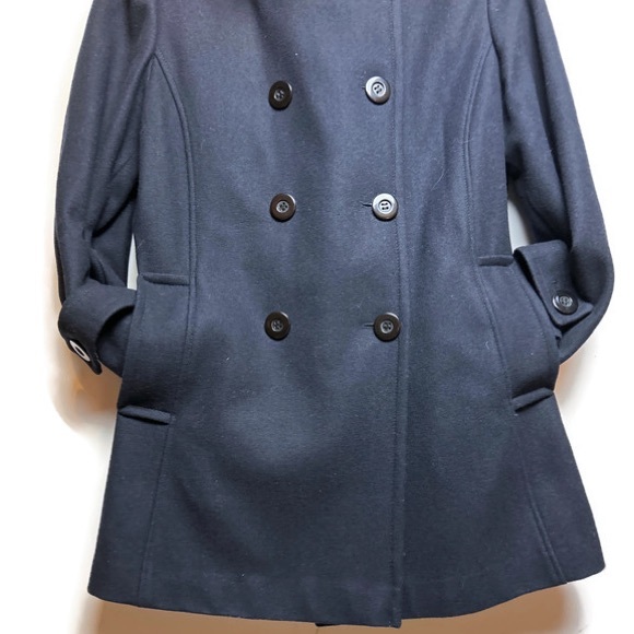 Double Breasted Niccolini Wool Peacoat  Mid-Length Navy Jacket Coat SZ 10 - Picture 4 of 7